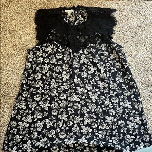 Floral Lace Black and White Top